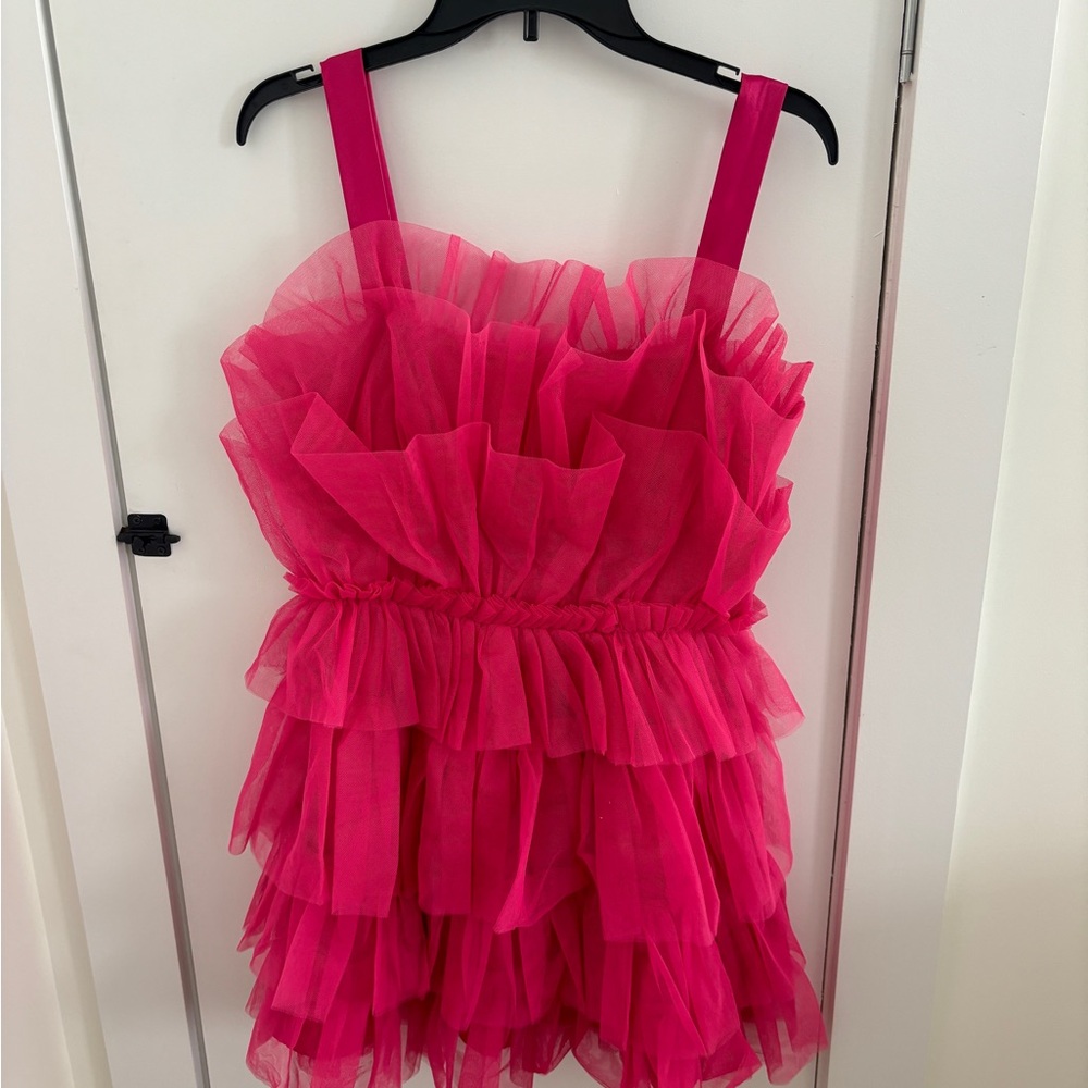 Storia Vibrant Pink Ruffle Dress